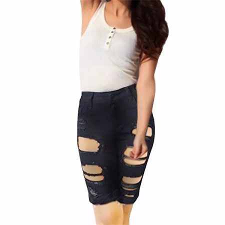 Womens Stretchy Denim Shorts Ripped