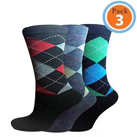 3 Pairs of Mens Socks Assorted Colours/Designs, Casual Dress